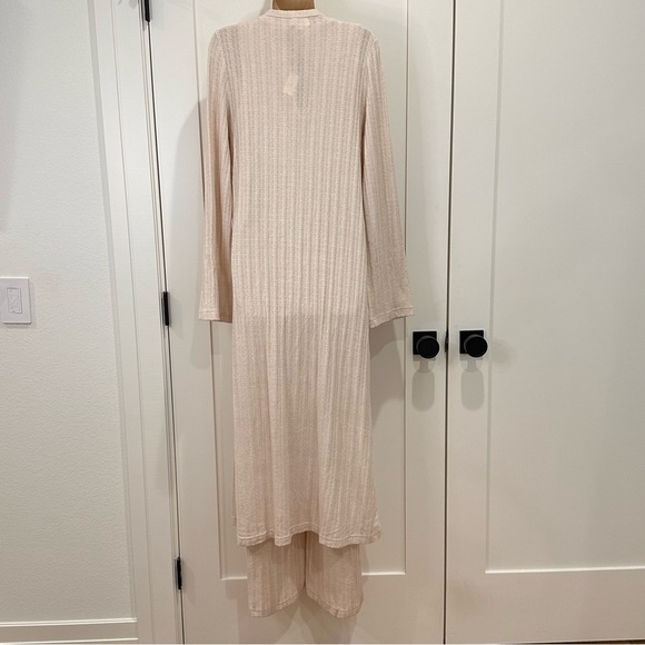 World Market Pointelle Knit Jumpsuit Cardigan Set Ivory Large XL Boho Lagenlook - Picture 5 of 16